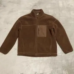 【GU】ブラウン フリースジャケット 胸・サイドポケット　スタンドカラー