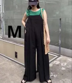 チャオパニックティピー ムジ見えチェックサッカーサロペ ブラック 美品　M
