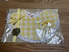 【未使用】　赤ちゃん　スタイ　よだれかけ　ハンドメイド　イエロー　花柄　チェック