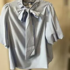 fifth ボウタイブラウス水色　バルーン半袖　新品・未使用
