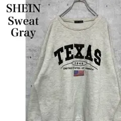 SHEIN オーバーサイズトレーナー 刺繍カレッジ　裏起毛スウェット　グレーL