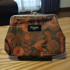 Marble 花柄 がま口ポーチ