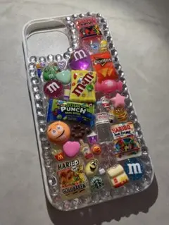 m&ms お菓子デコ ハリボーアメリカンデコ iPhone13.14.15ケース