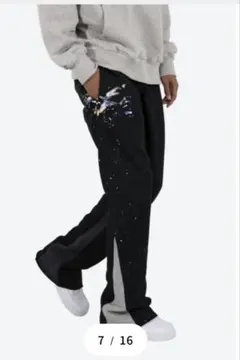 mnml ペイント加工 スウェットパンツ ブラック