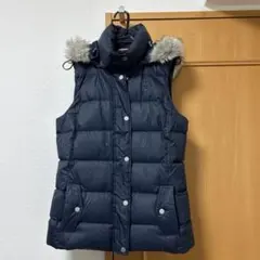 ネイビー ダウンベスト ファー付き