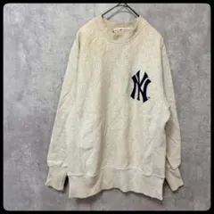 MLB　ヤンキース　刺繍ロゴ　スウェット　フェード　ボロ　M