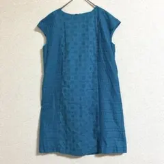 【美品】ジュンコシマダ パート2 刺繍 ワンピース ターコイズブルー）6のサムネイル