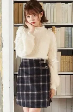 INGNI サイドベルト付チェック柄台形スカート