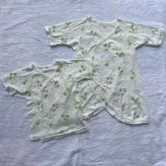 ホットビスケッツ　ベビー肌着 短肌着　コンビ肌着　新生児　クローバー柄　50