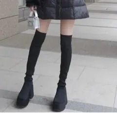 GRL ストレッチニット厚底ロングブーツ　zr1194