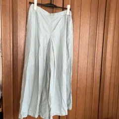 レディース　ガウチョパンツ、フレアパンツ、スカート見え　くすみグリーン　L