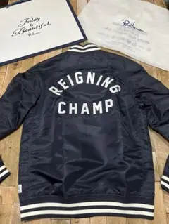 【ロンハーマン購入】REIGNING CHAMP バック刺繍スタジャンネイビーL 2026年最新】ron herman champ reigningの人気アイテム - メルカリ