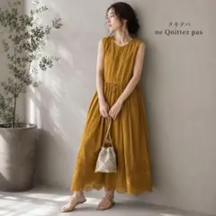 美品✨ヌキテパ コットンボイル カットワークワンピース ノースリーブ