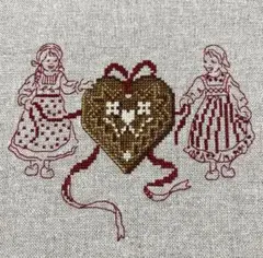 クロスステッチ完成品　アルザス　ハートのパン・デピス
