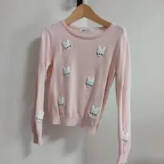 H&M ピンク ウサギ刺繍 トレーナー