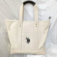 U.S. POLO ASSN. キャンバストートバッグ　白　ポロのサムネイル