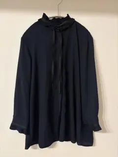 【ZARA BASIC】コントラストリボン付き七分袖ブラウス
