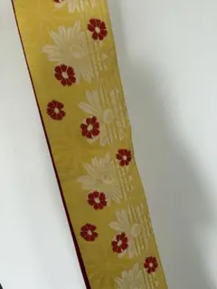 リバーシブル 半幅帯 黄色 赤 花柄