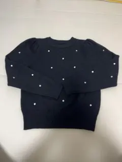 【美品】fitmore ドット刺繍ニット　ブラック