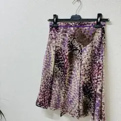 パープル系 ドット柄 フレアスカート ひざ丈 ホメオスタイル レディース