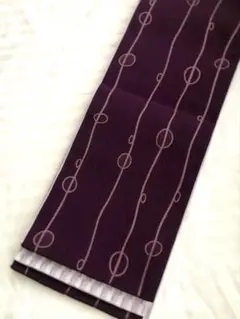 極美品◎ 半幅帯　リバーシブル　濃紫色　正絹　ふじ色