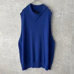 mizuiroind アシンメトリーカラーワイドベスト　ブルー　ウール　ベスト