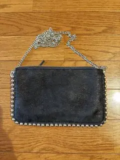 ZARAブラック スエード ボールチェーンショルダーバッグ