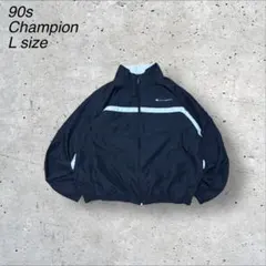 希少古着90s90年代Championチャンピオン刺繍ロゴブラック黒短丈ブルゾンのサムネイル