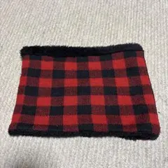 リバーシブルネックウォーマー 赤黒チェック