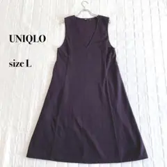 .UNIQLO ネル素材 ロングジャンパースカート ブラウン ポケット付き
