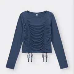 GU ルーシングT(長袖) ブルー Tシャツ 美品 Mサイズのサムネイル