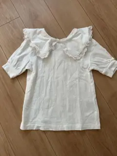 GU フリル襟 半袖シャツ ホワイト　120