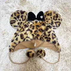 【美品】ディズニー ミニー ヒョウ柄 ファンキャップ 58cm ミニーちゃん