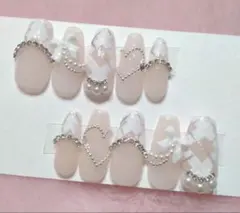 ネイル チップ チェック 白 量産型 フレンチガーリー ワンホン 現品