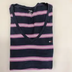 未使用 Tommy Hilfiger VネックTシャツ M ネイビー/ピンク