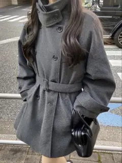 ベルト付きマルチWayフェイクウールコート