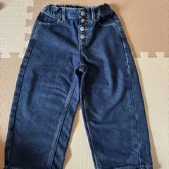 GUダークブルー カジュアルパンツ ボタン付き