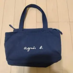 agnès b.紺色 ファスナー付トートバッグ