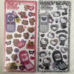 サンリオ　日焼けキティ　ギャルキティ　豹柄　平成はっぴーフォン　2点セット