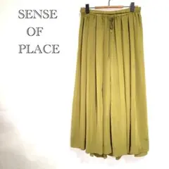 【センス・オブ・プレイス】シルキータックワイドパンツ ロング丈 F オリーブ