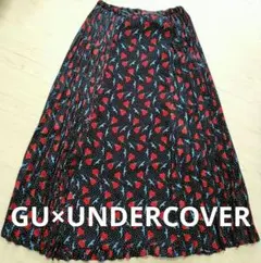 GU　バラ柄 ドット ロングプリーツスカート