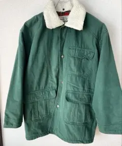 グリーンコットンジャケット フリース襟付き