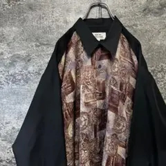 ケ*ャ様 最高の一着　総柄シャツ　切替デザイン　レトロ調　バロック柄　古着　ヴィ