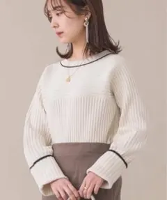 ヌナ　NEUNA リブニット ロングスリーブ　ターンバックパイピングリブ　長袖のサムネイル