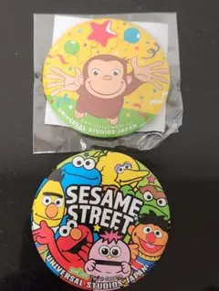 ユニバーサルスタジオジャパン限定缶バッジ　おさるのジョージ　セサミストリート