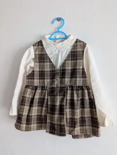 プティマイン　チェック柄　重ね着風カットソー　女の子120