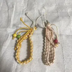 ハンドメイド　アジアン結び　手編みストラップ2個セット