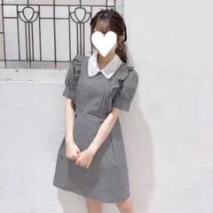 evelyn ビジューパール襟OP ギンガムチェック