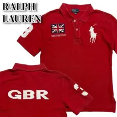 Y2K 平成ギャル　ラルフローレン　刺繍　ビッグポニー　 ポロシャツ　国旗　赤