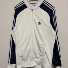 80s adidas トラックジャケット ATP 万国旗タグ ホワイト/ネイビー